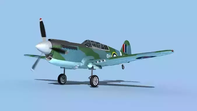 Curtiss P-40N Tomahawk V02 RAF 3D model