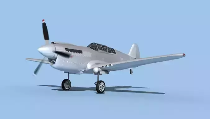 Curtiss P-40N Warhawk Bare Metal 3D model