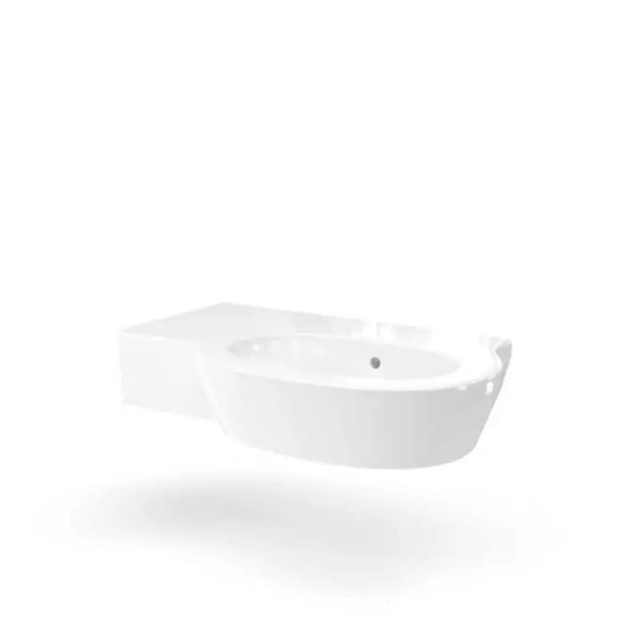 White Ceramic Sink With Side Space 3D model_0