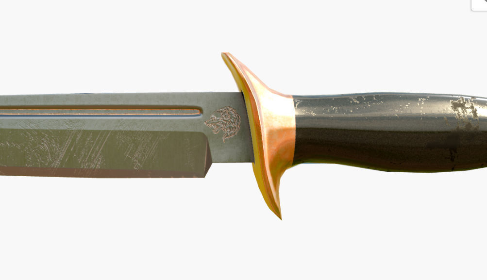 knife old Low-poly 3D model_1