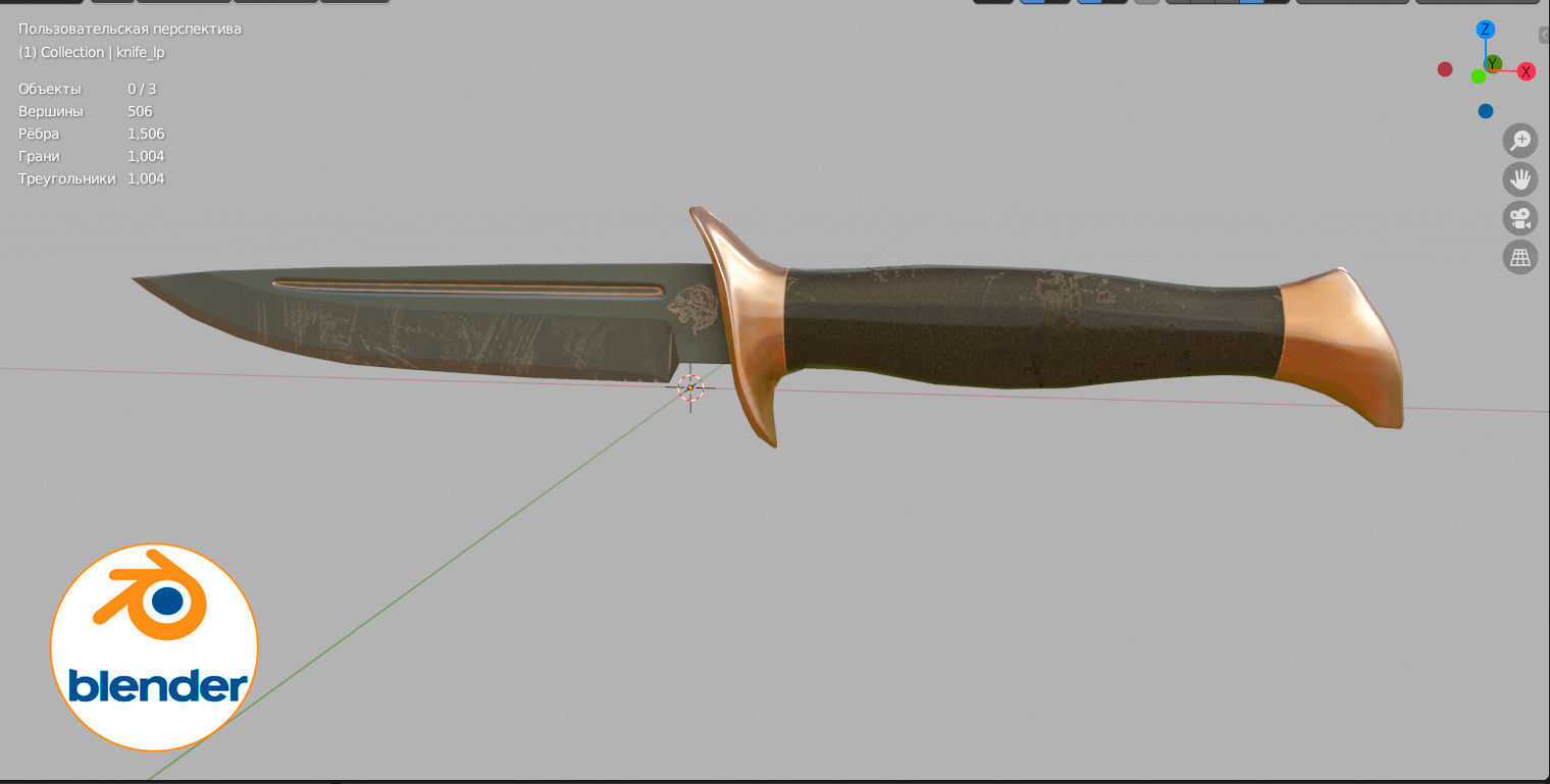 knife old Low-poly 3D model_8