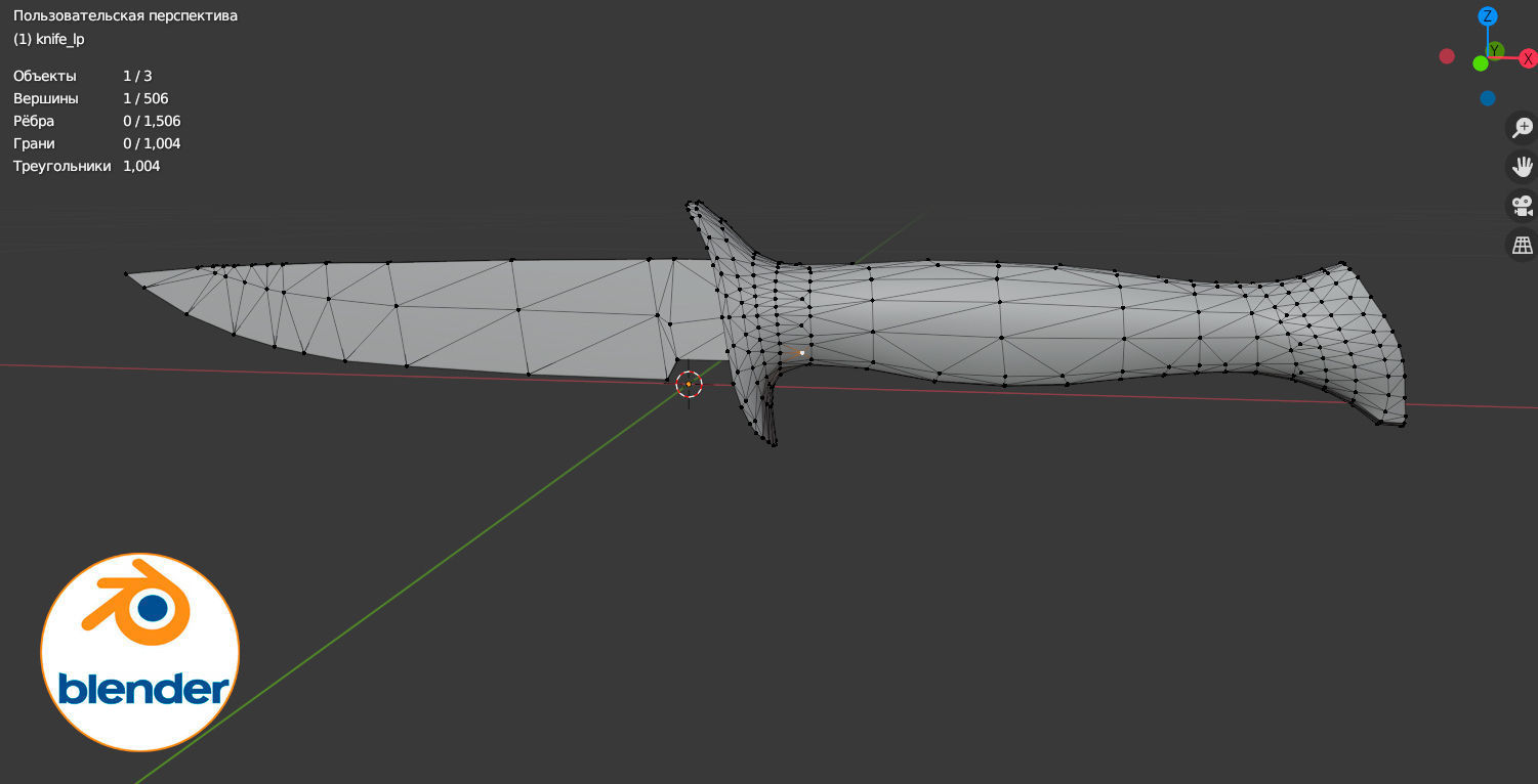 knife old Low-poly 3D model_10