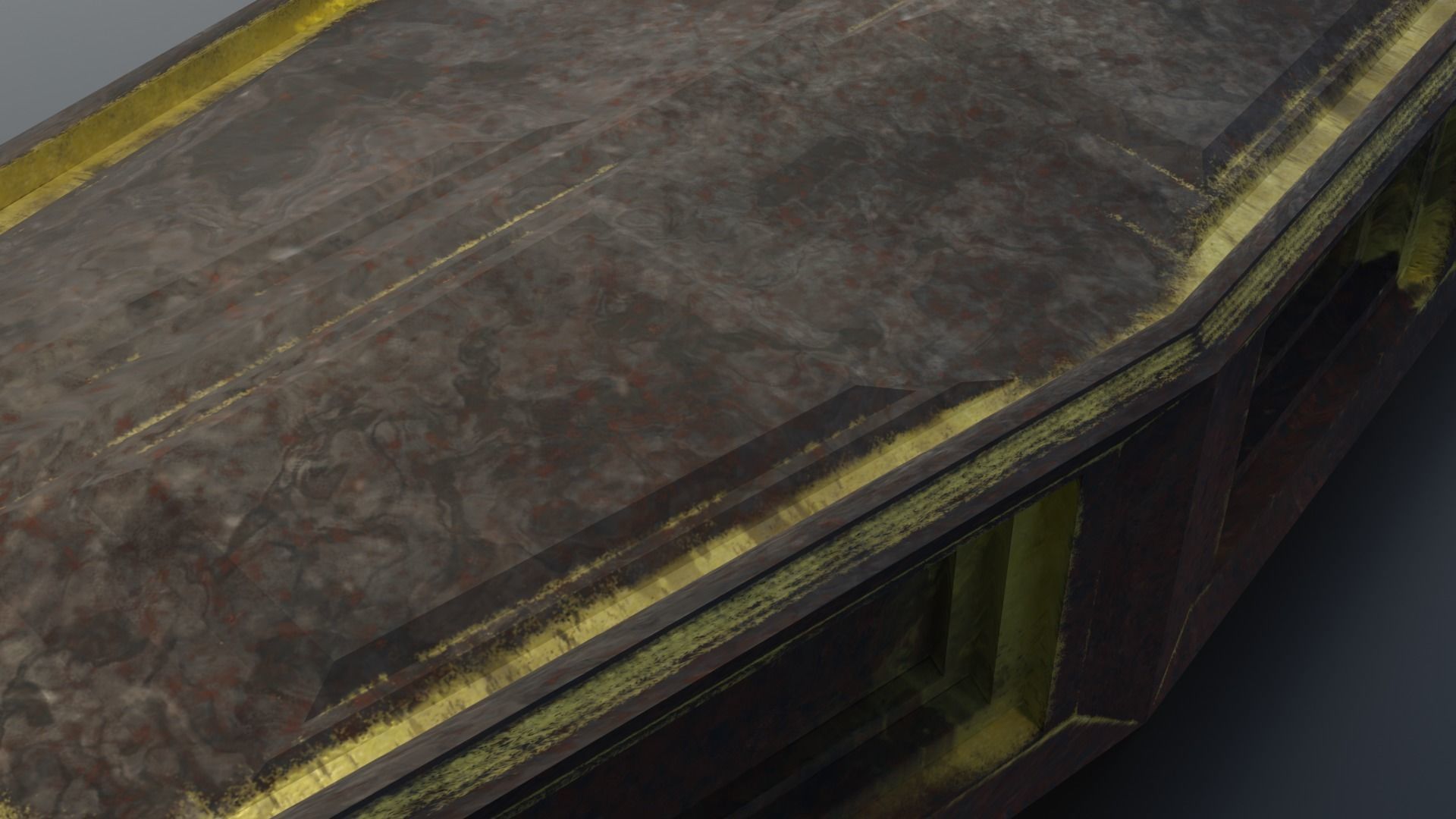 Metal Coffin Gold or Burned Low-poly 3D model_8