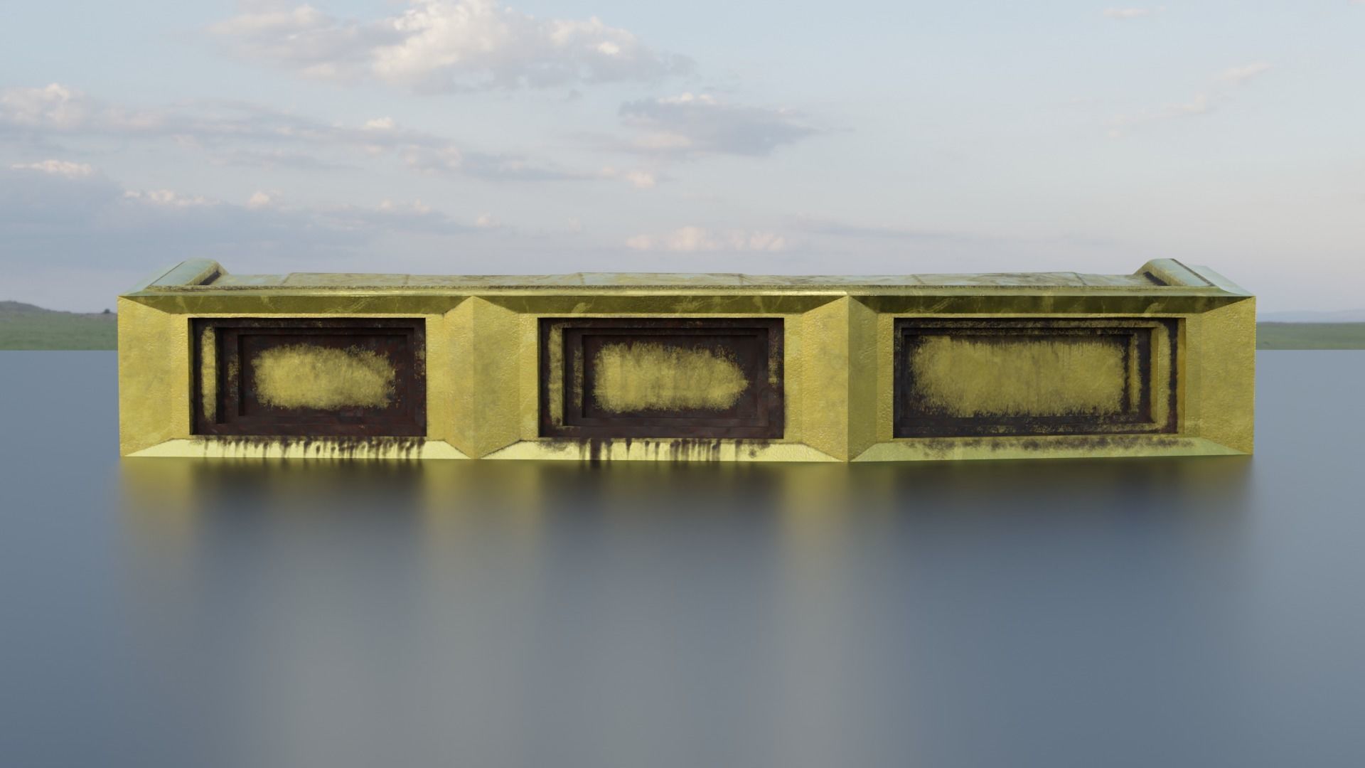 Metal Coffin Gold or Burned Low-poly 3D model_2