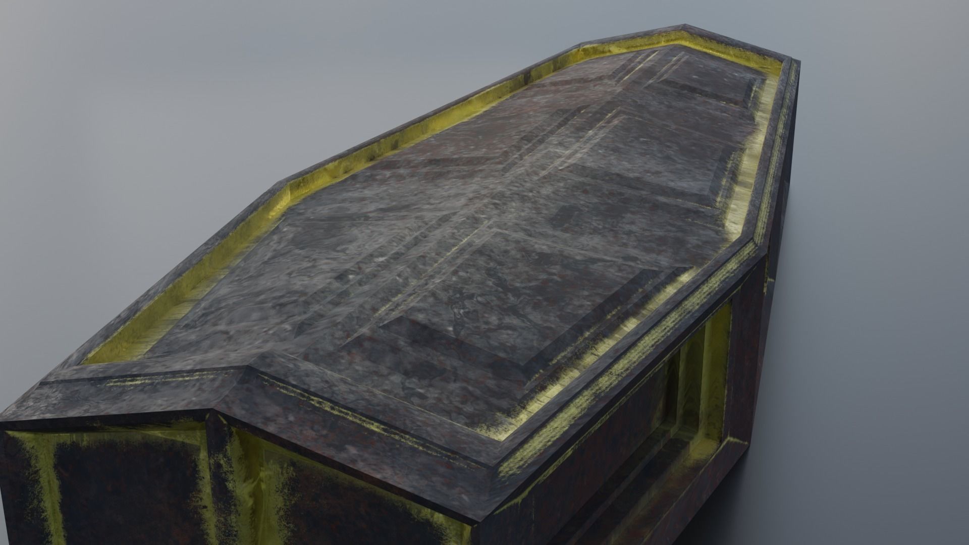 Metal Coffin Gold or Burned Low-poly 3D model_6
