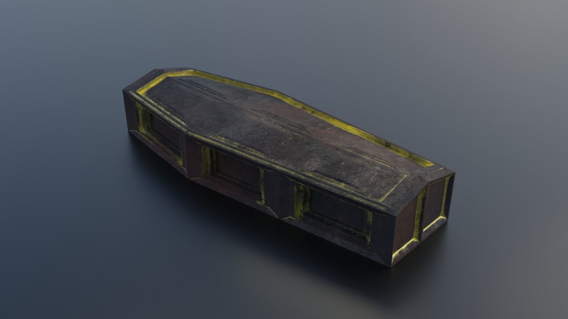 Metal Coffin Gold or Burned Low-poly 3D model_5