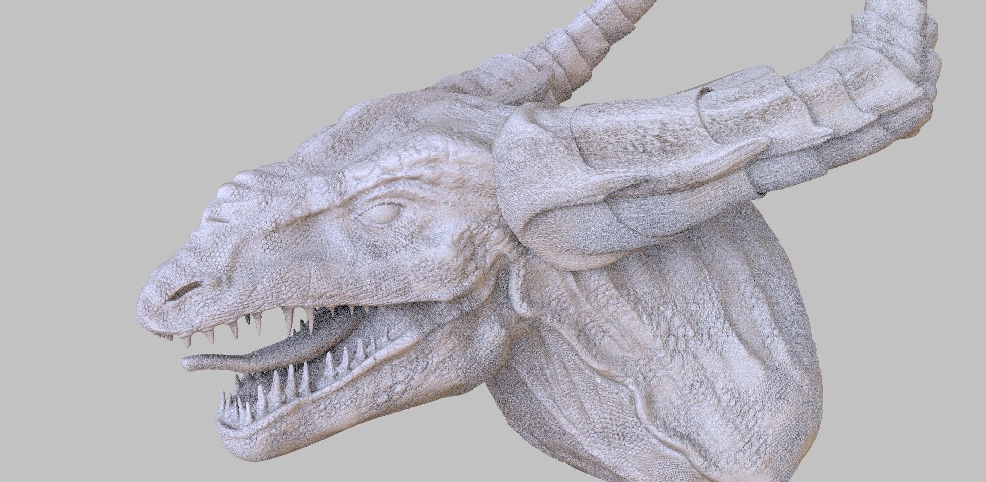 Lizard man head Bust 3D model_3