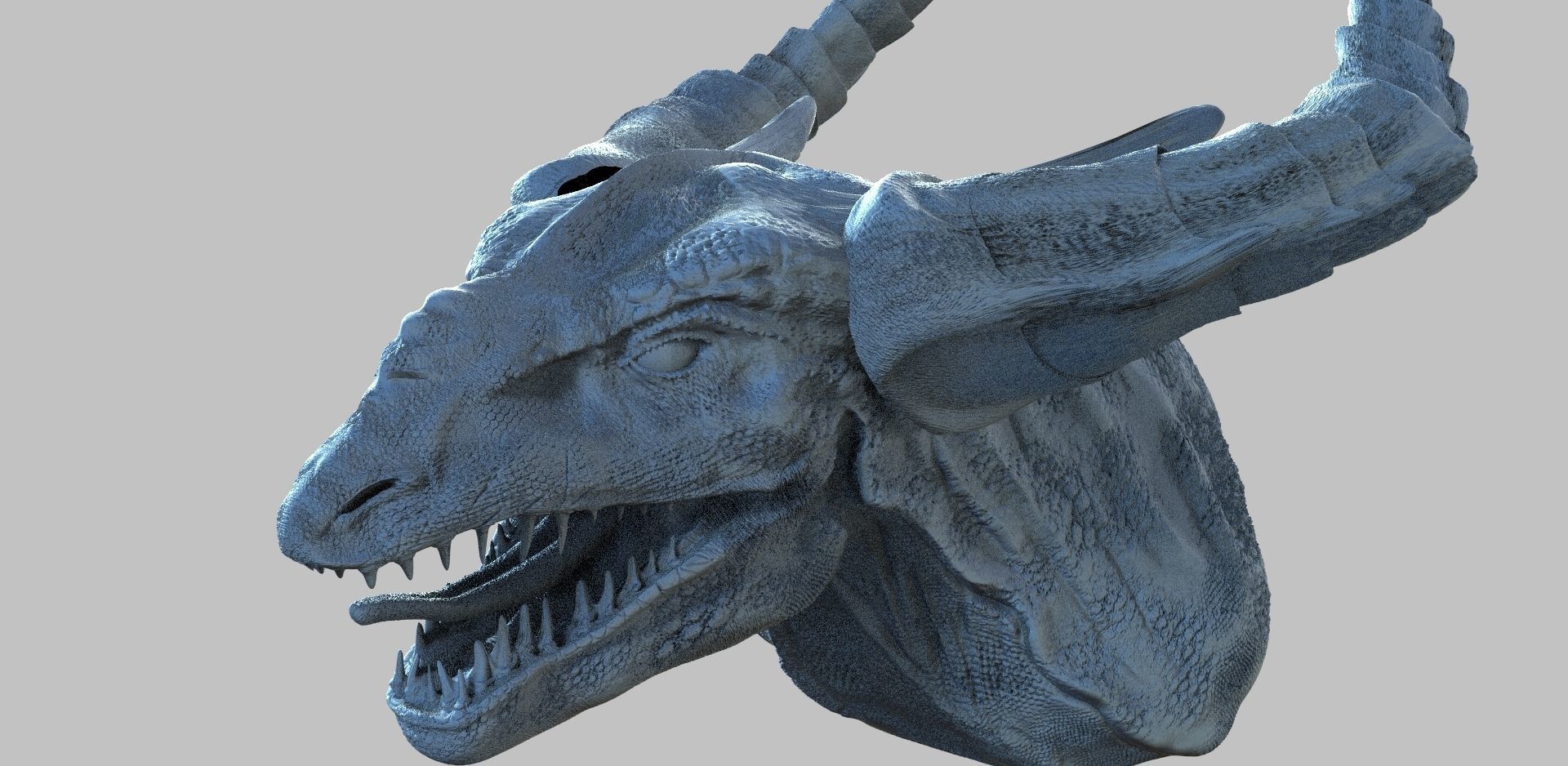 Lizard man head Bust 3D model_2