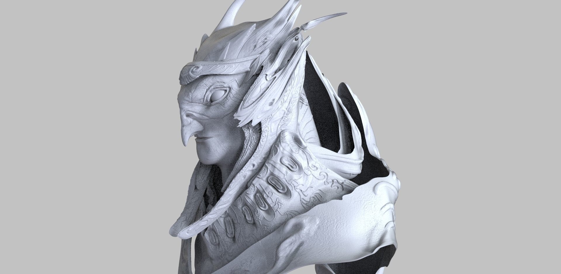 Alien Arcon Head Bust 3D model_1