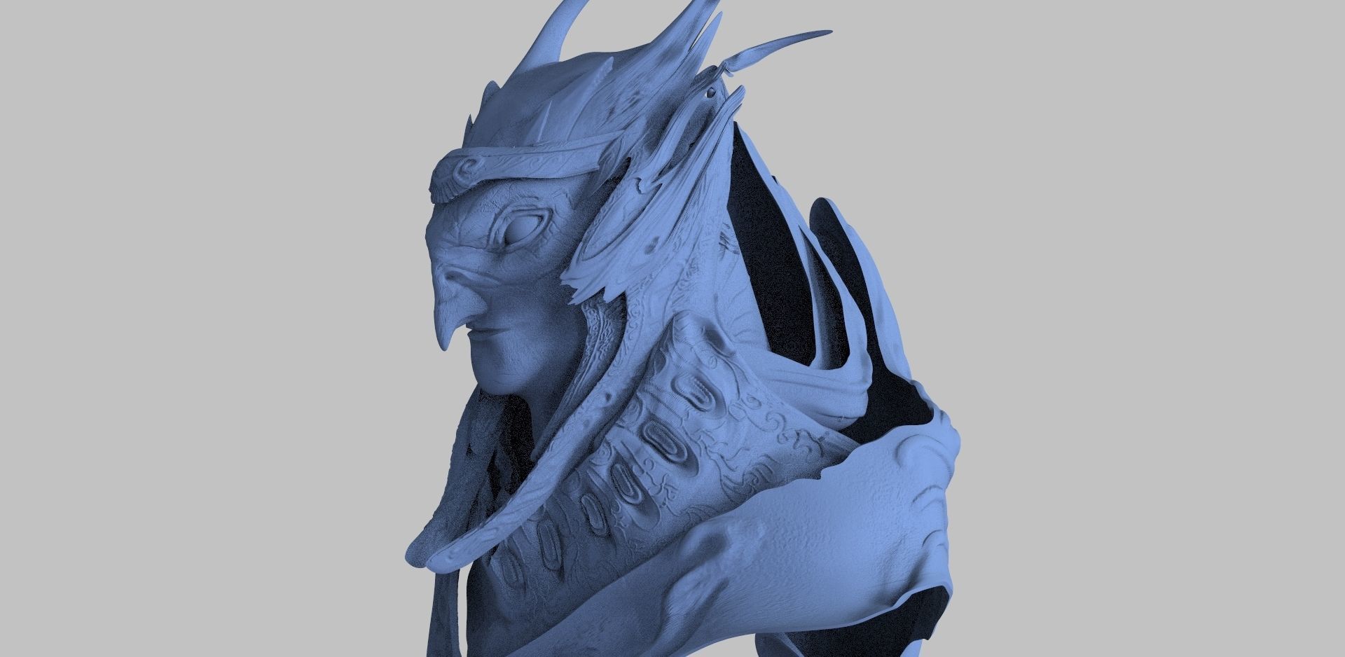 Alien Arcon Head Bust 3D model_2