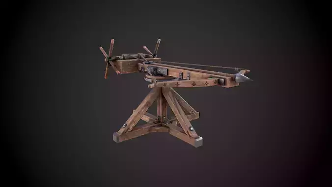 Ballista wooden machine gun Low-poly 3D model