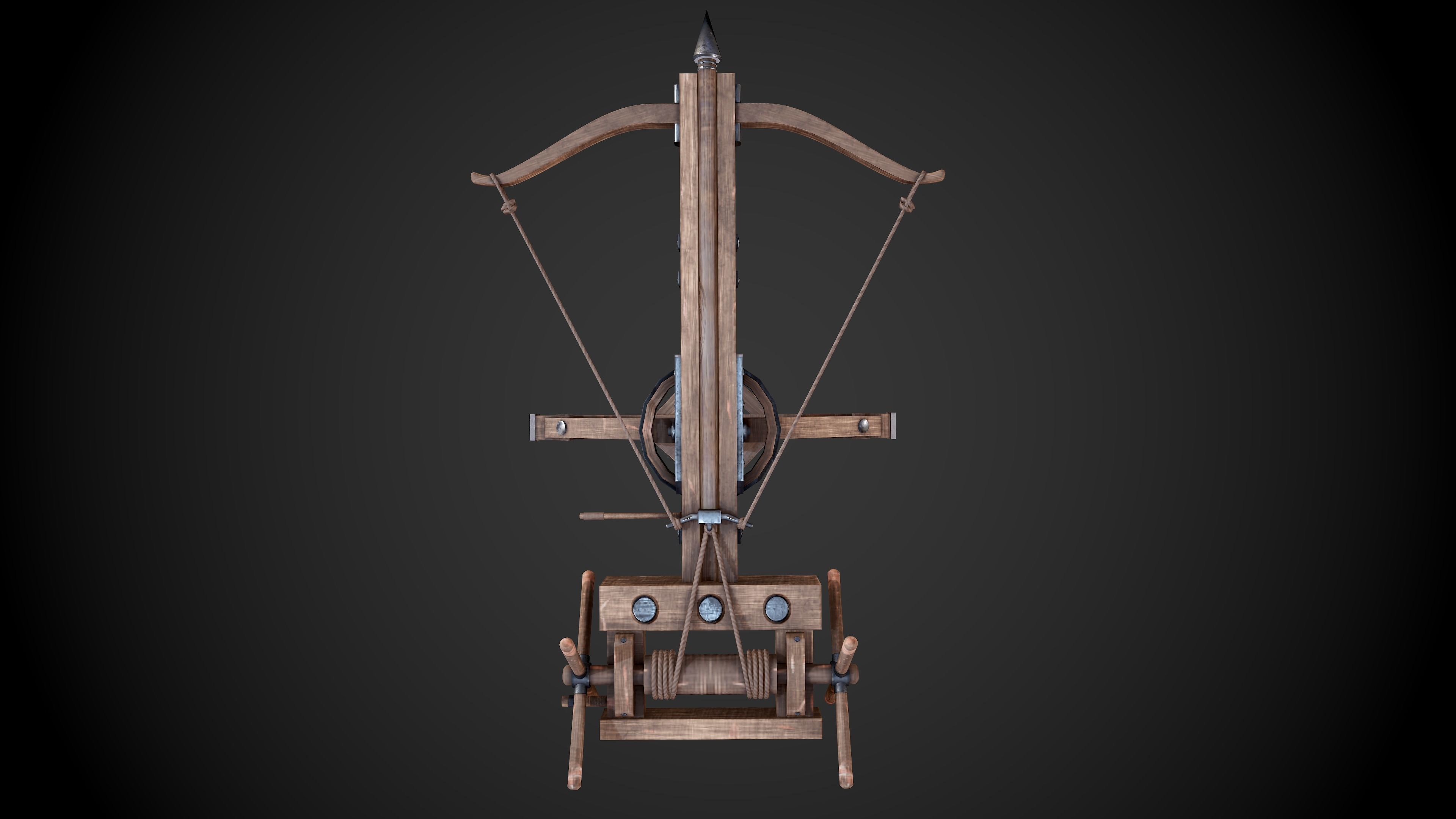 Ballista wooden machine gun Low-poly 3D model_5