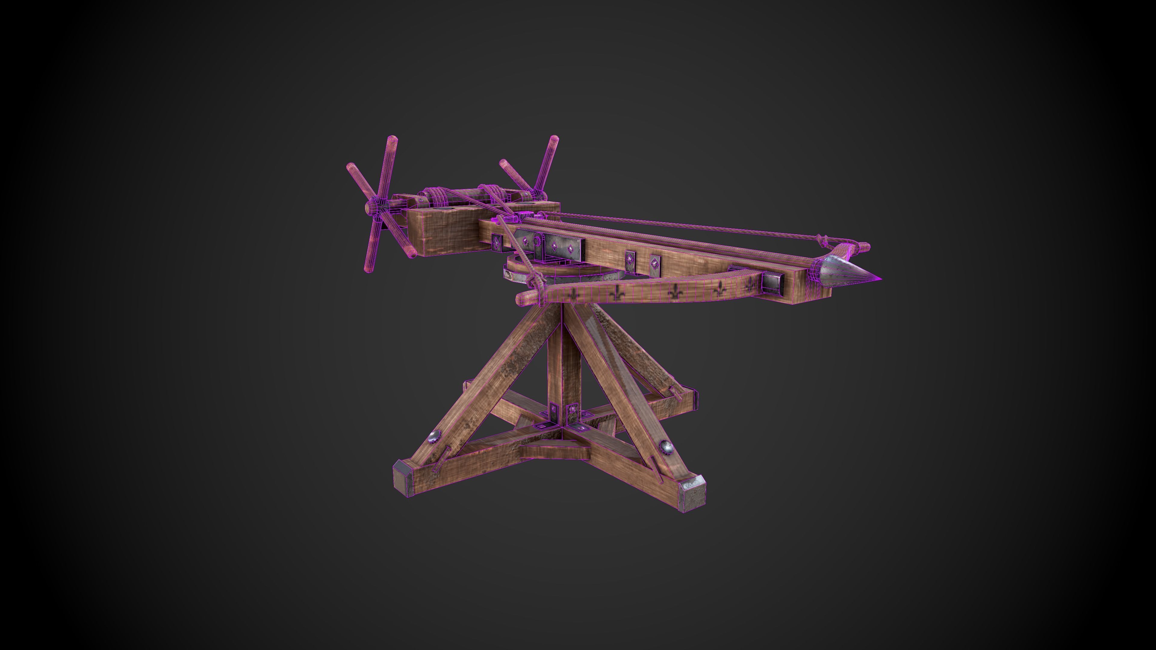 Ballista wooden machine gun Low-poly 3D model_8