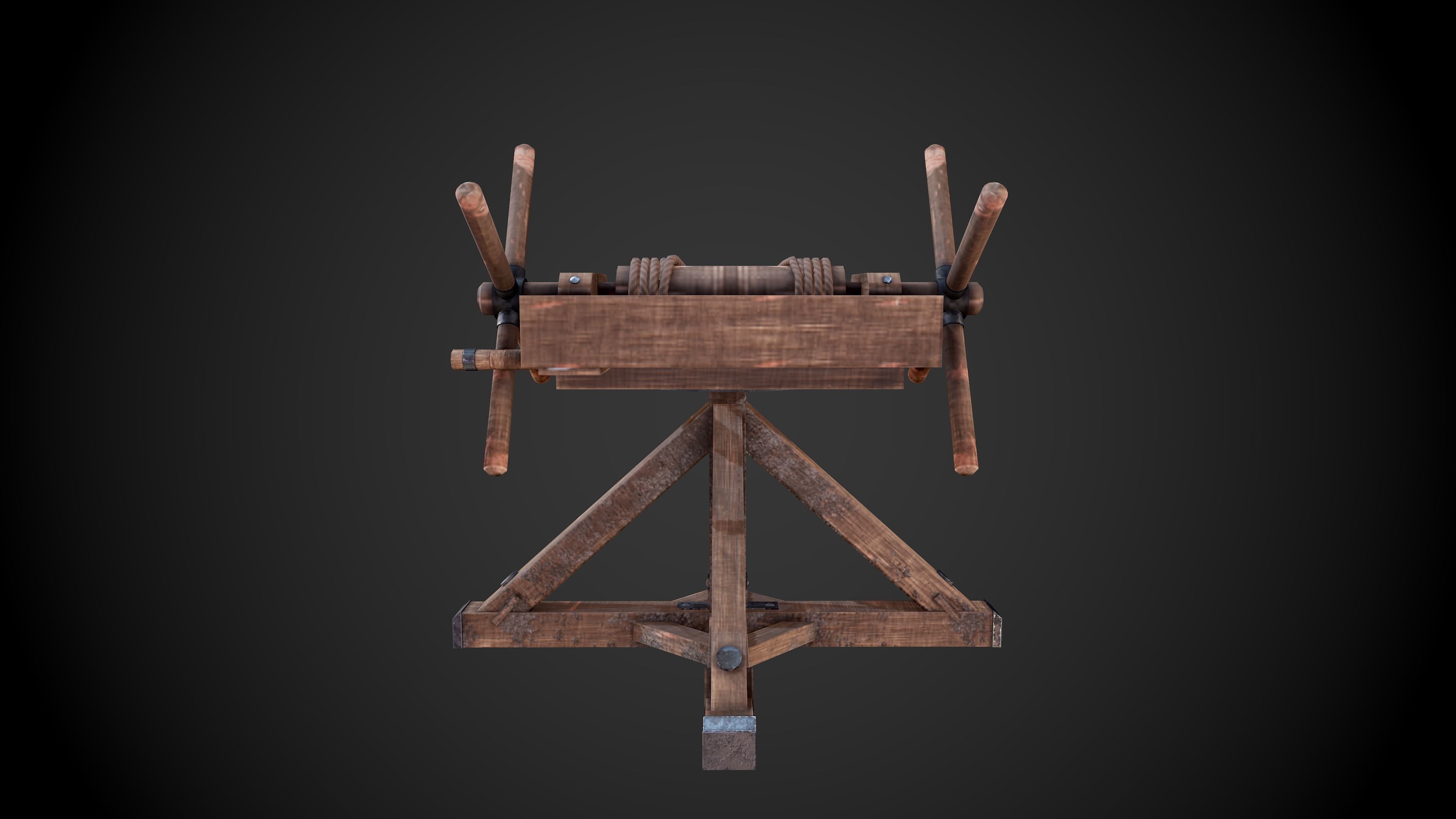 Ballista wooden machine gun Low-poly 3D model_6