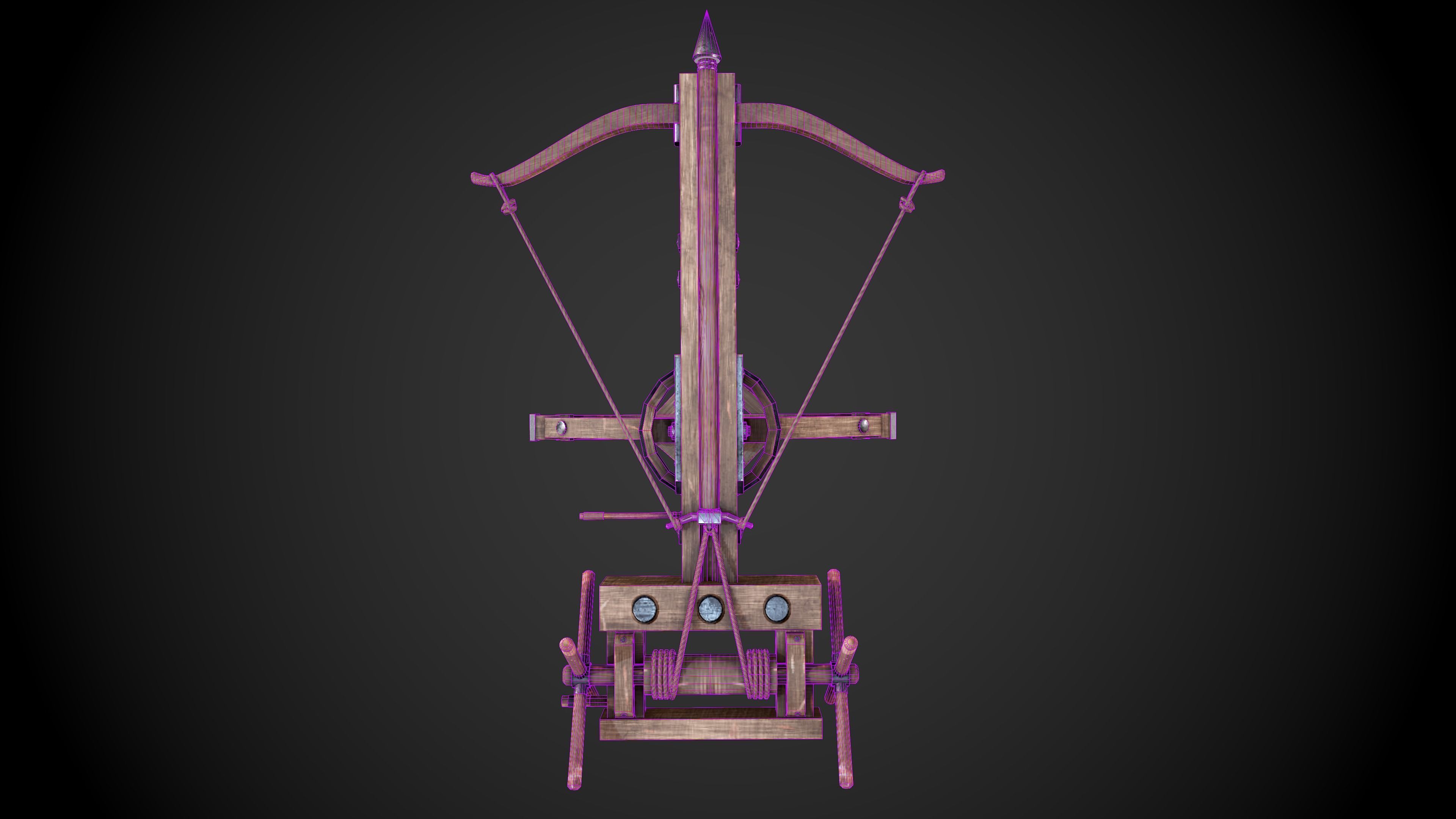 Ballista wooden machine gun Low-poly 3D model_12