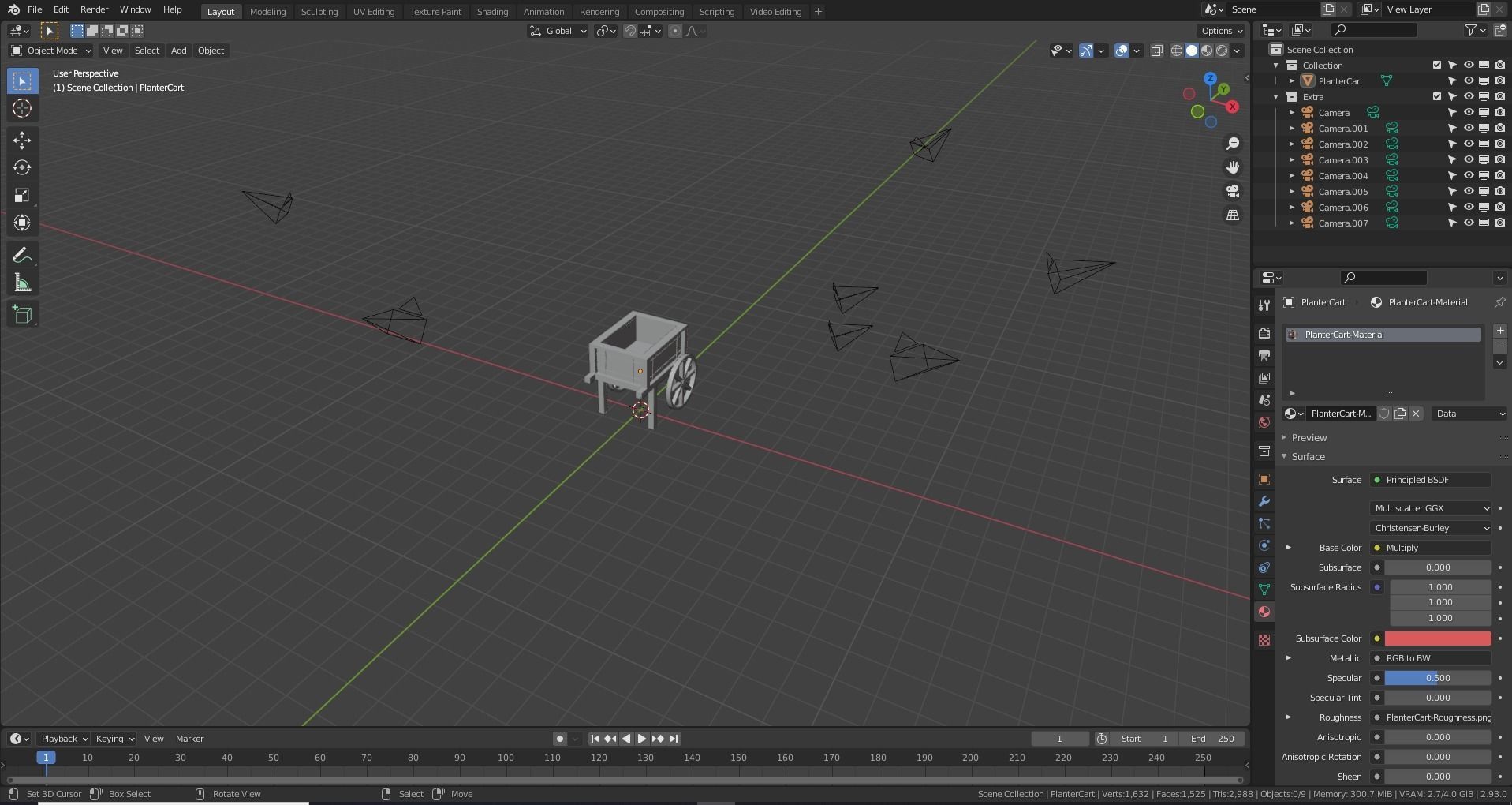 Planter Cart Low-poly 3D model_18