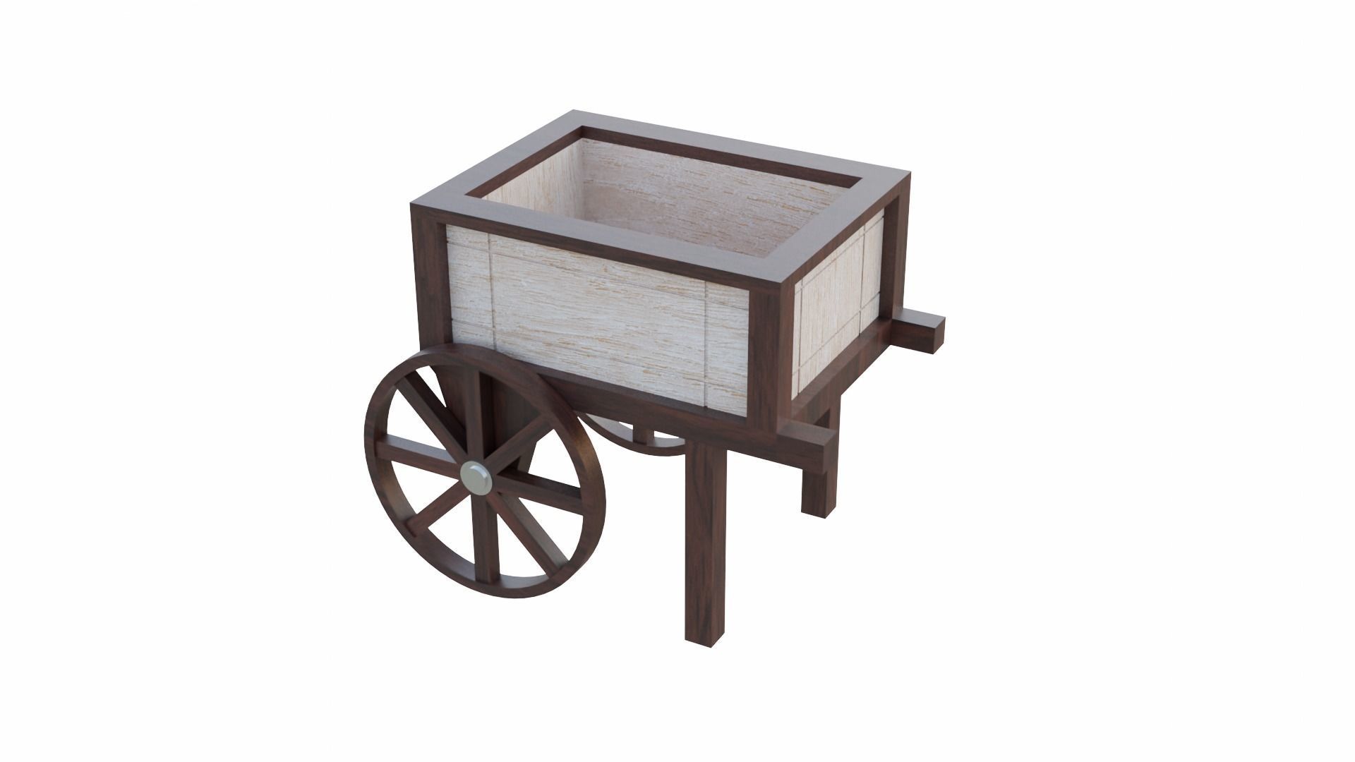 Planter Cart Low-poly 3D model_4