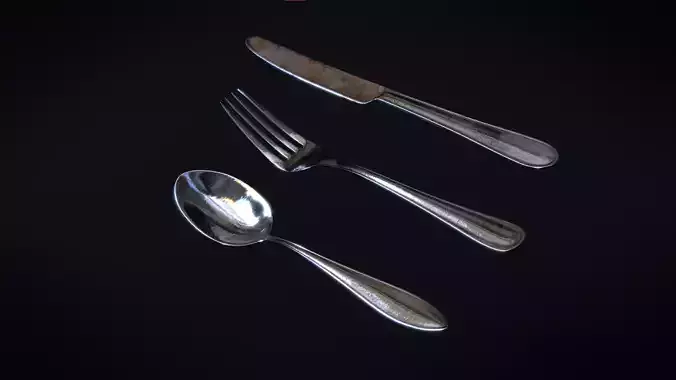 Cutlery Set Spoon Fork and Knife  3D model