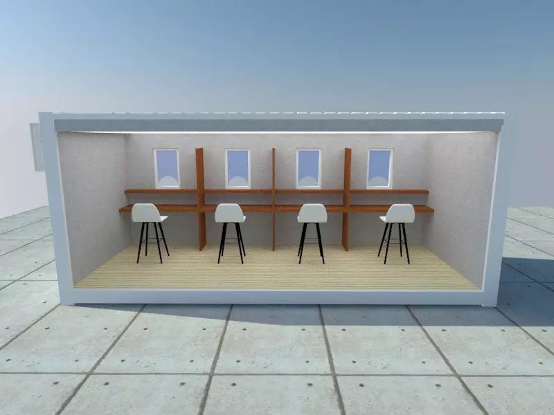 taquilla office with two chairs and desk Free 3D model