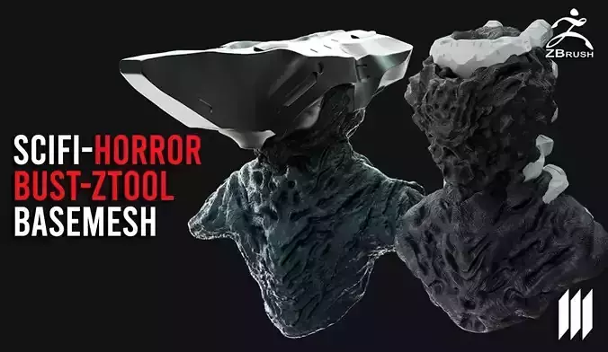 2 Sci-Fi Horror Bust BaseMesh Pack With UVs Ztool 3D model