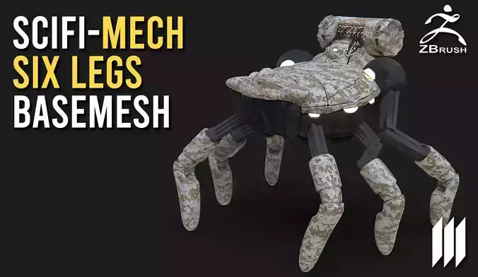 SciFi-Mech Magnet Pull No UVs - Ztool for Zbrush 3D model