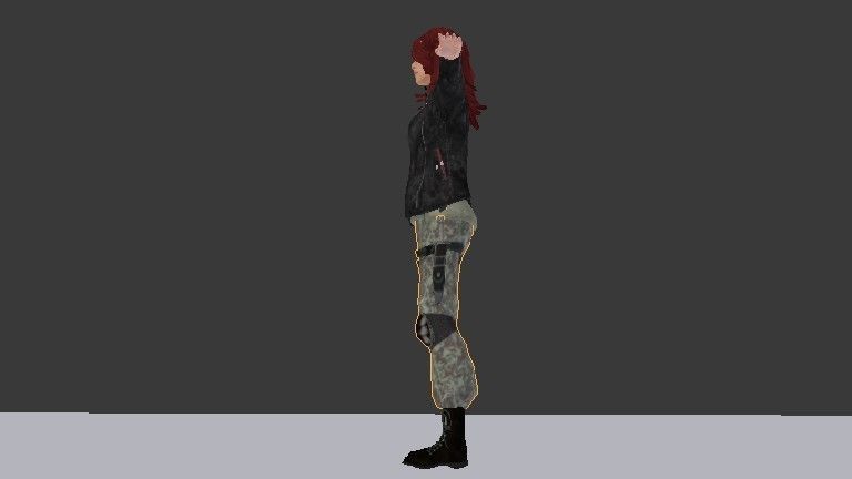 Female Model person in camouflage outfit Low-poly 3D model_47