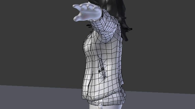 Female Model person in camouflage outfit Low-poly 3D model_39