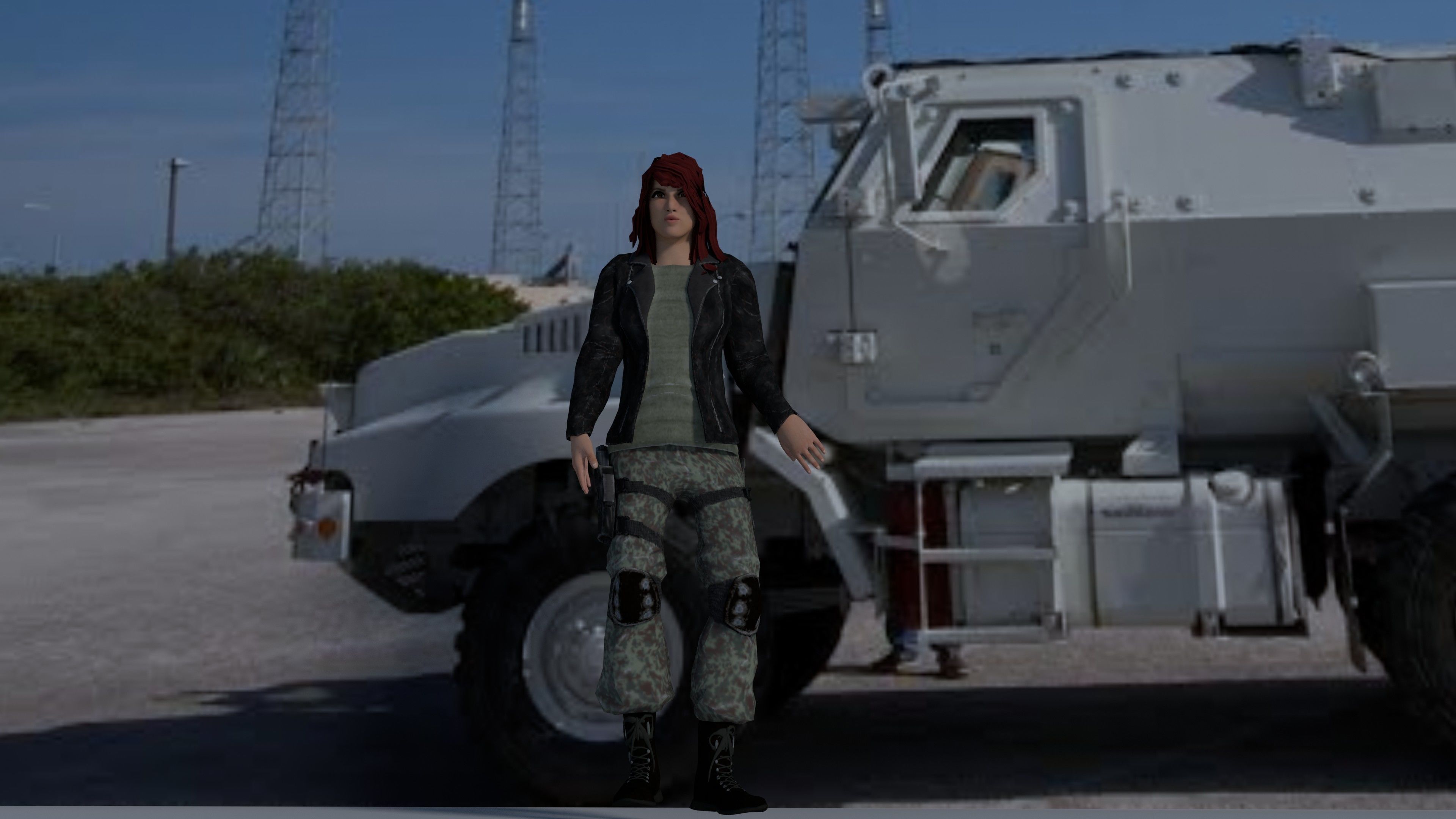 Female Model person in camouflage outfit Low-poly 3D model_24