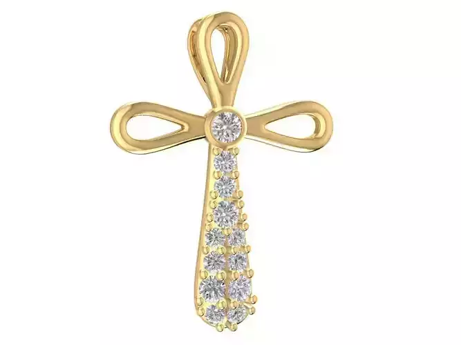 Elegant Cross Bow Diamond Pendant for Women 659