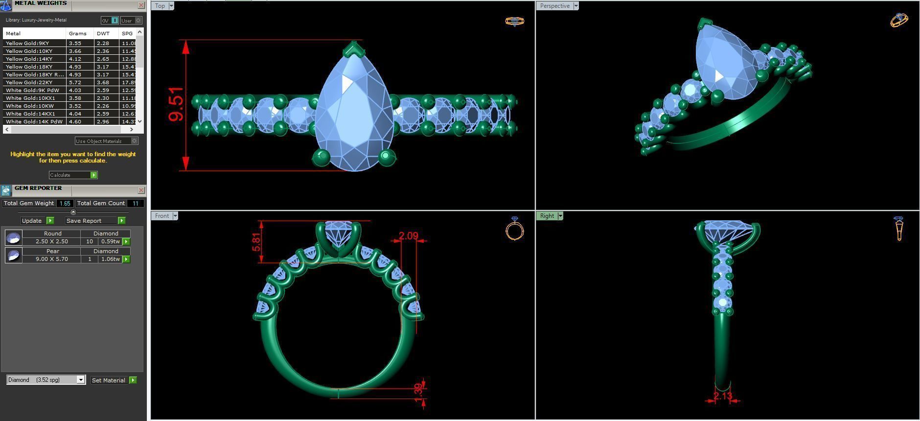 Shepire Pear Engagement Ring 3d Model 3D print model_5
