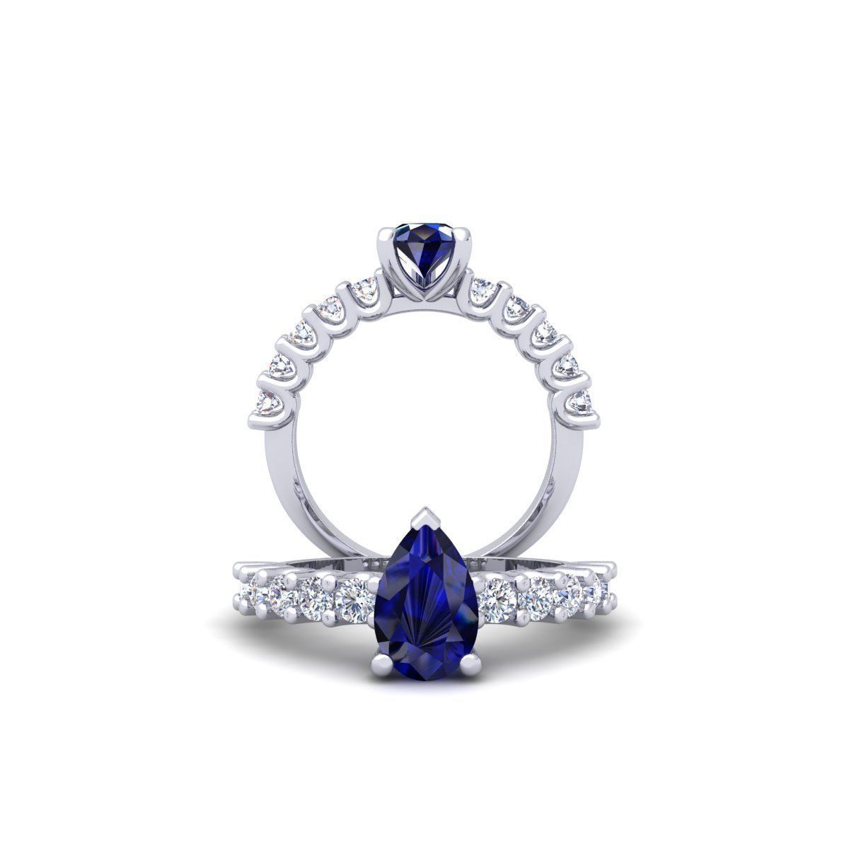 Shepire Pear Engagement Ring 3d Model 3D print model_1