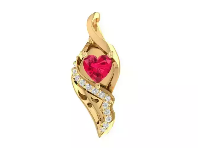 Heart Ruby Pendant with Diamond Accents 664
