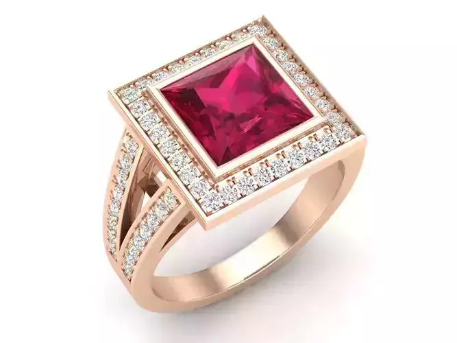 Princess shape halo Diamond jewelry ring for woman