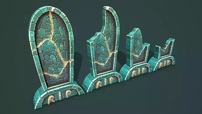 Fantasy gravestone rounded Low-poly 3D model