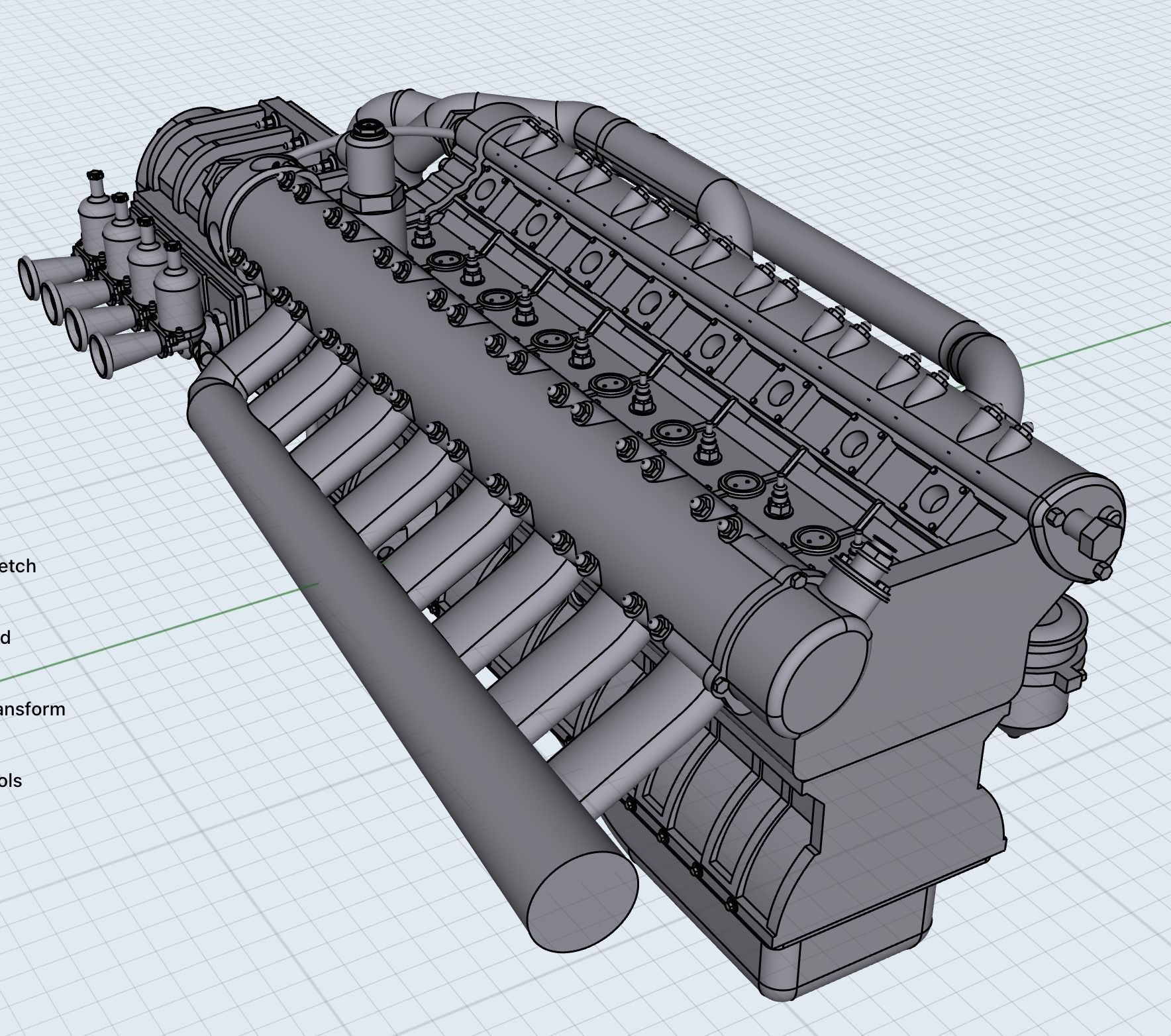 Hotrod Ratrod Racing Straight 8 engine motor with options 3D print model_10