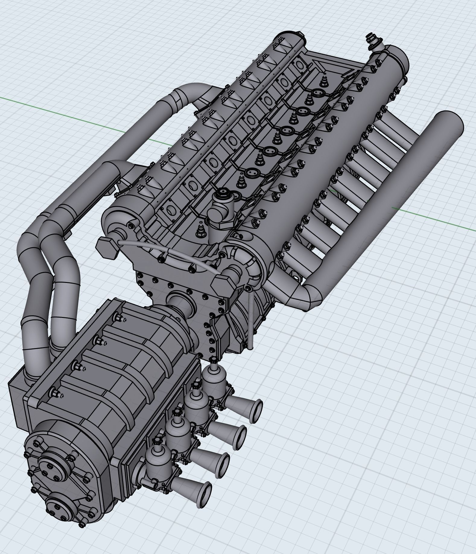 Hotrod Ratrod Racing Straight 8 engine motor with options 3D print model_4