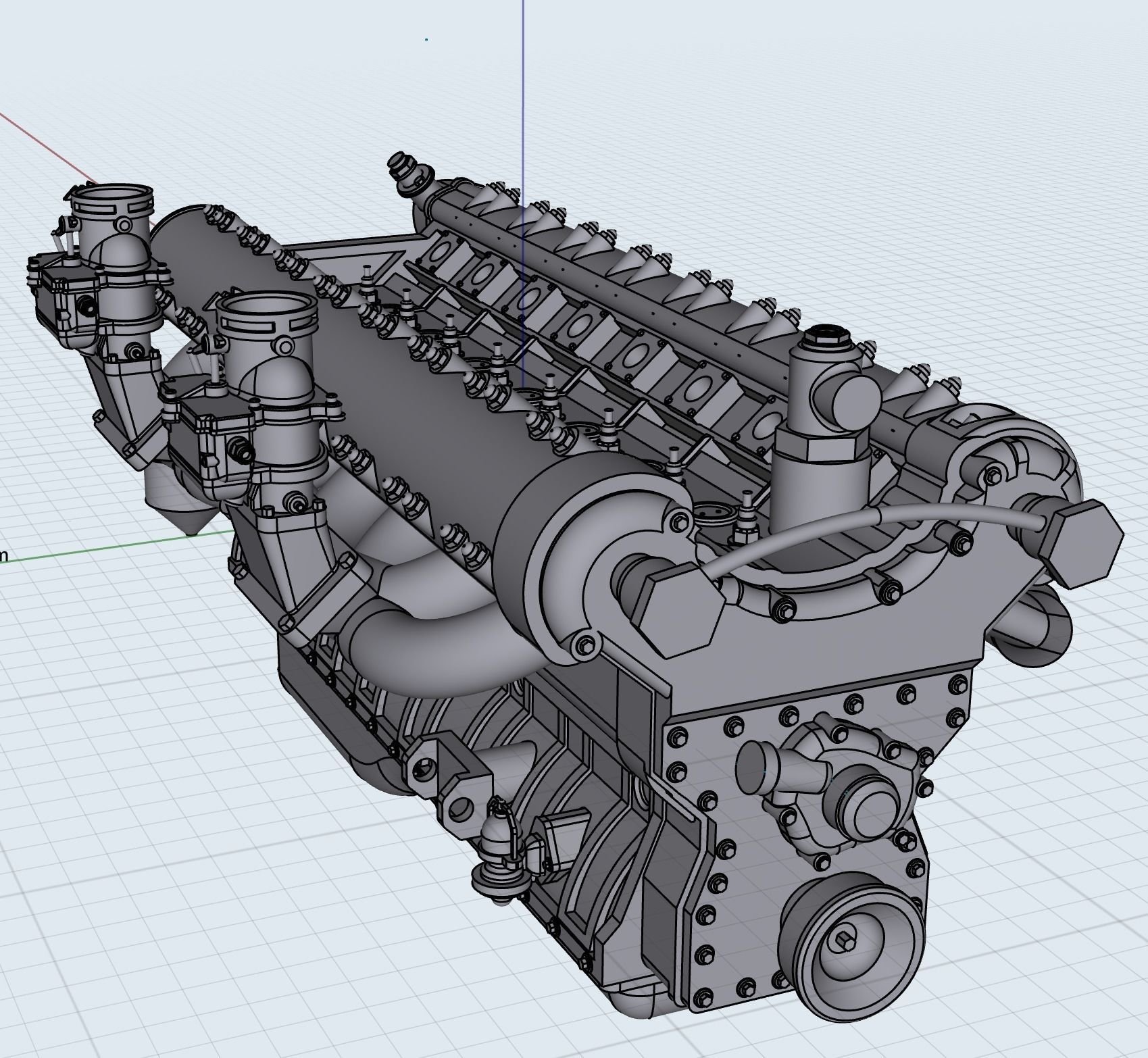 Hotrod Ratrod Racing Straight 8 engine motor with options 3D print model_6
