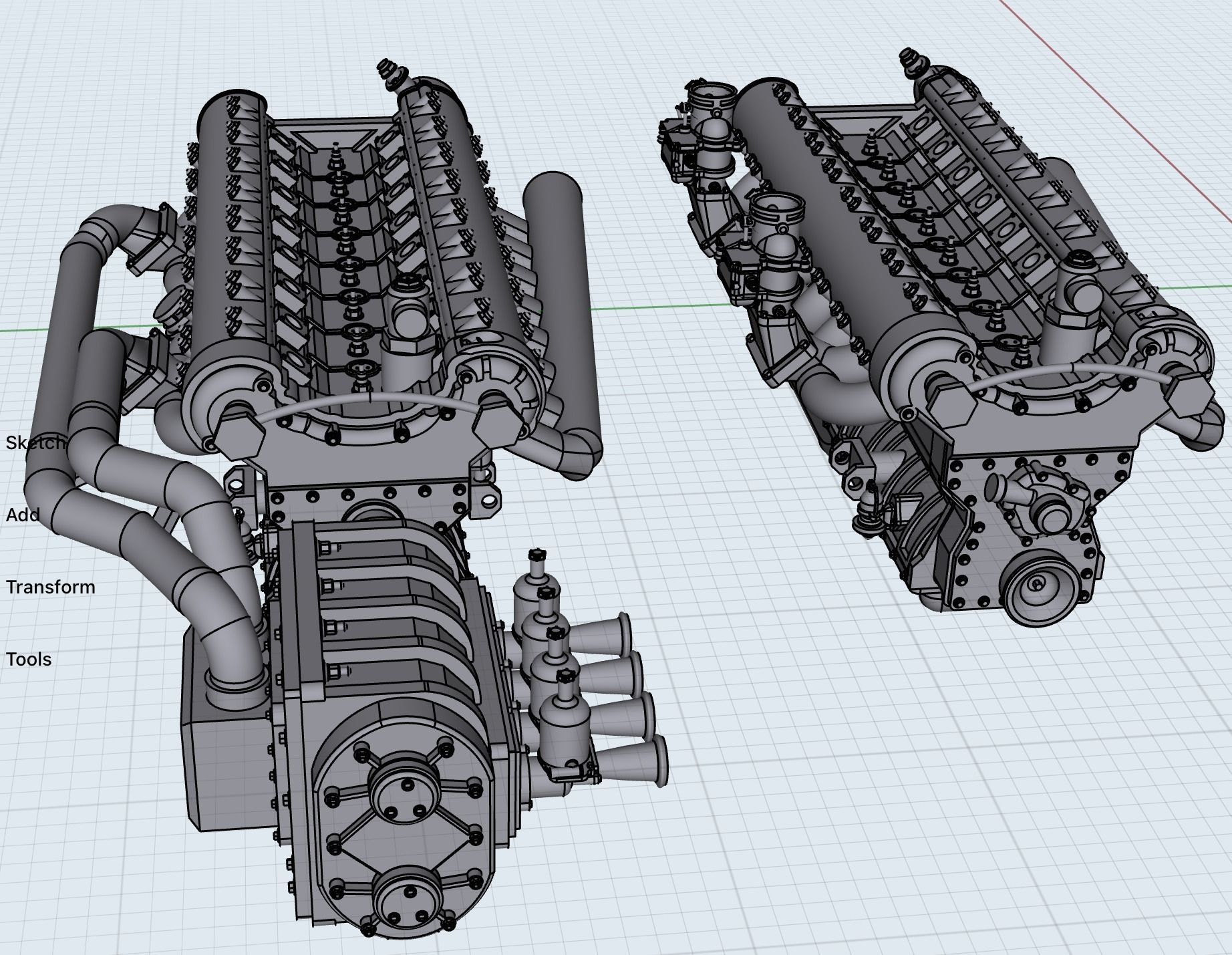 Hotrod Ratrod Racing Straight 8 engine motor with options 3D print model_7