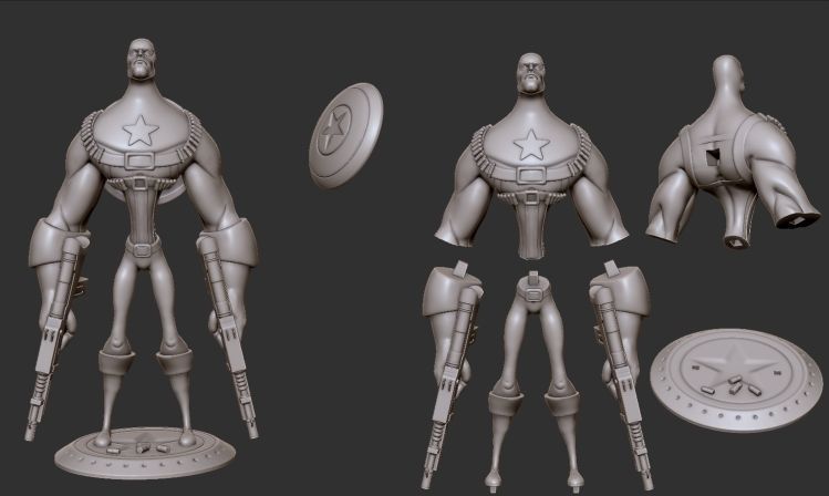 Captain America Stylized Figure 3D print model_7