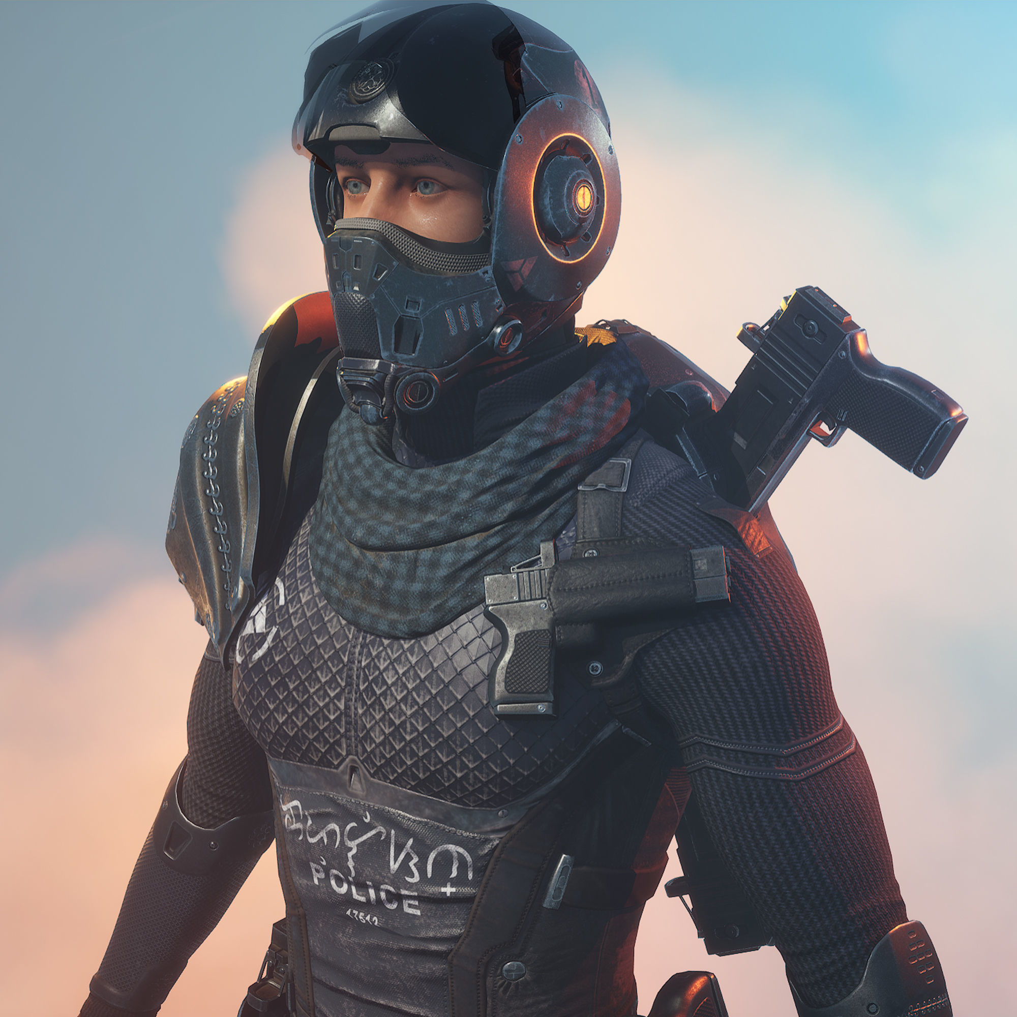 Police Captain sci-fi cyberpunk 3D character model 3D model_18