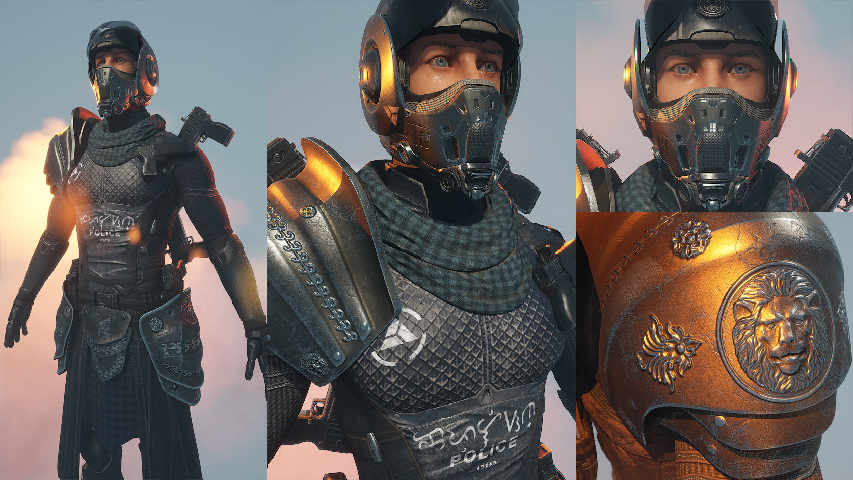 Police Captain sci-fi cyberpunk 3D character model 3D model_3