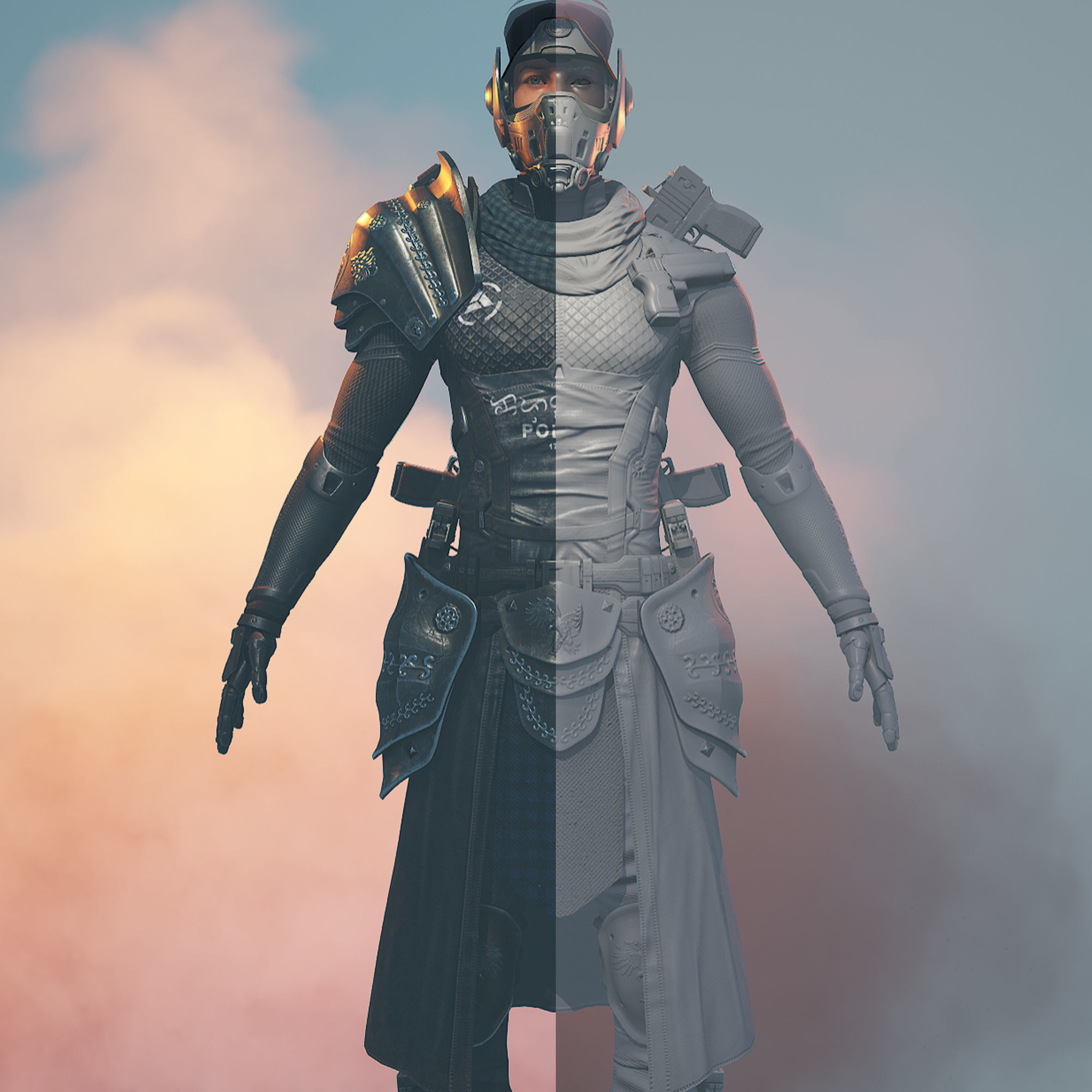 Police Captain sci-fi cyberpunk 3D character model 3D model_13