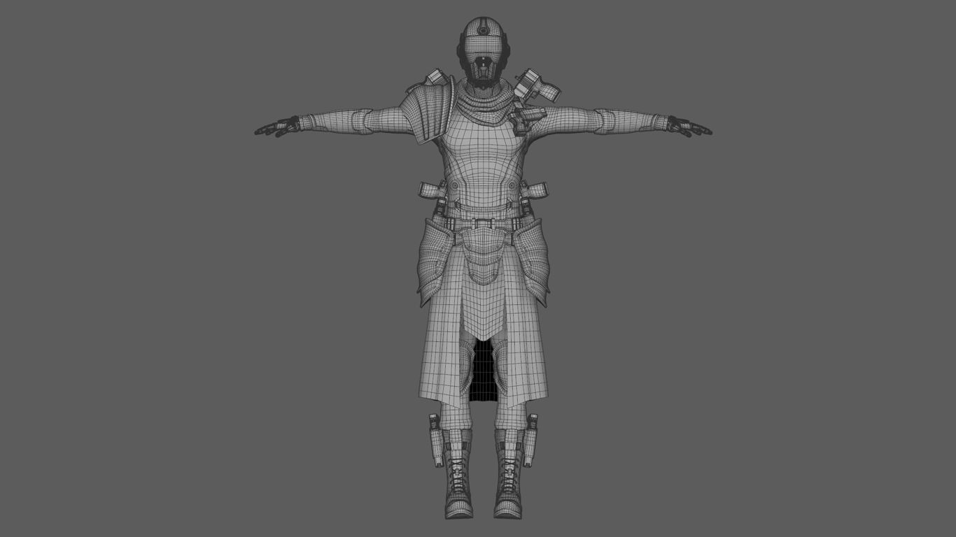 Police Captain sci-fi cyberpunk 3D character model 3D model_5