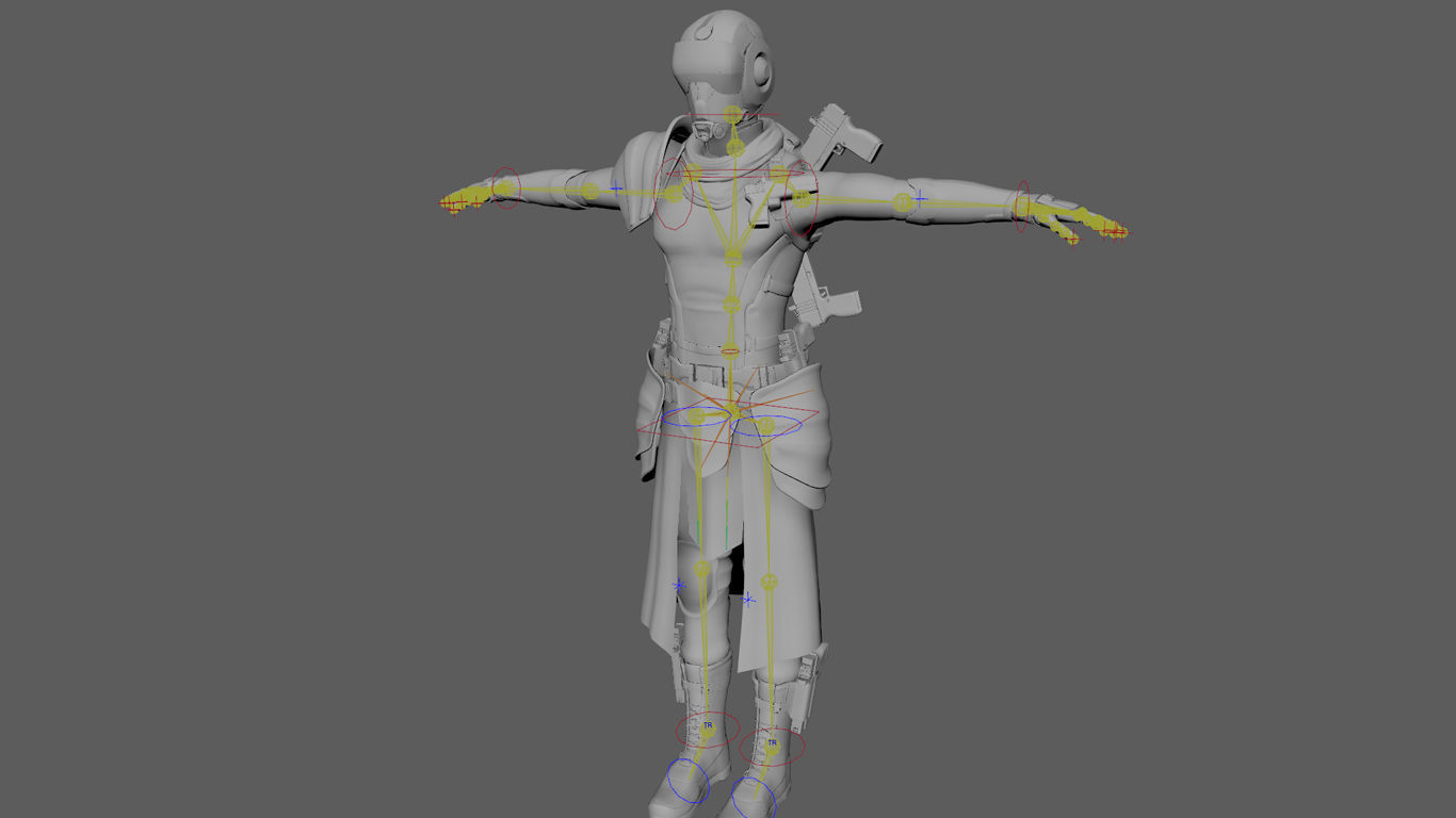 Police Captain sci-fi cyberpunk 3D character model 3D model_4