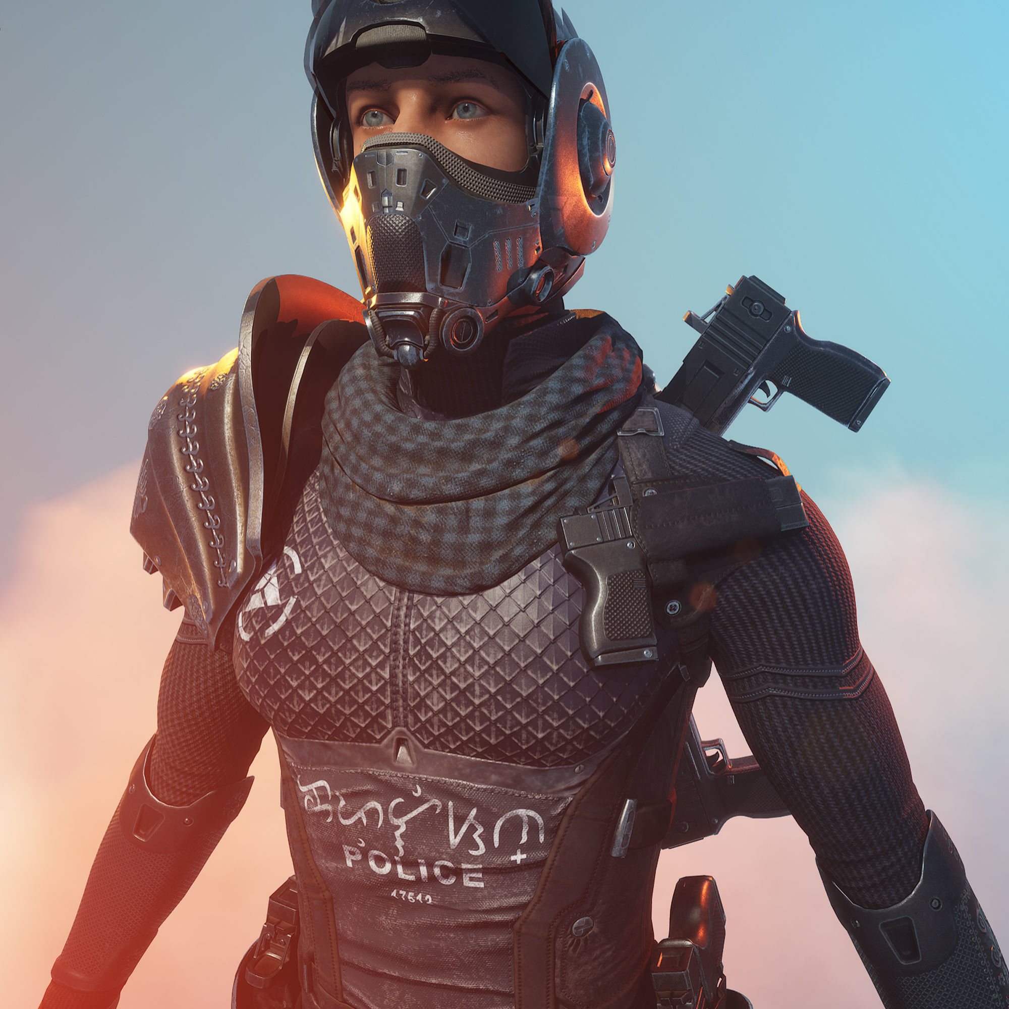 Police Captain sci-fi cyberpunk 3D character model 3D model_9