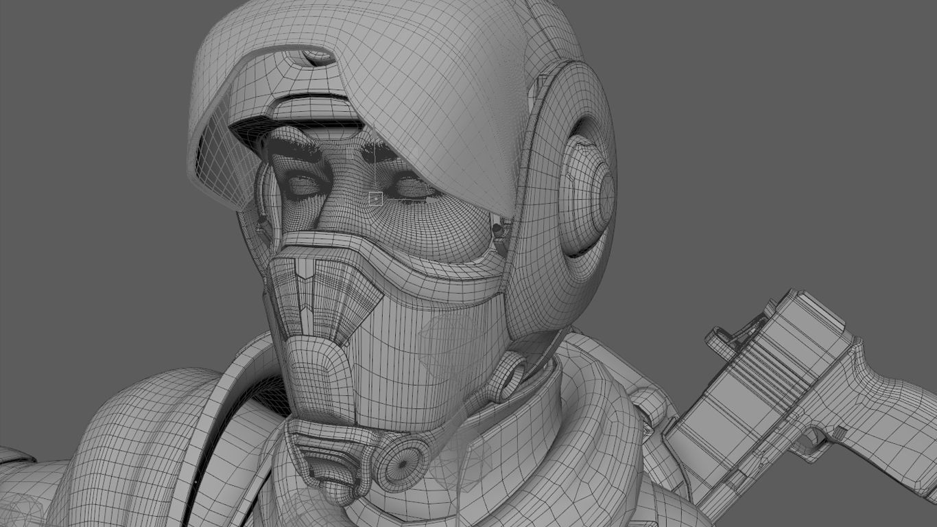 Police Captain sci-fi cyberpunk 3D character model 3D model_7
