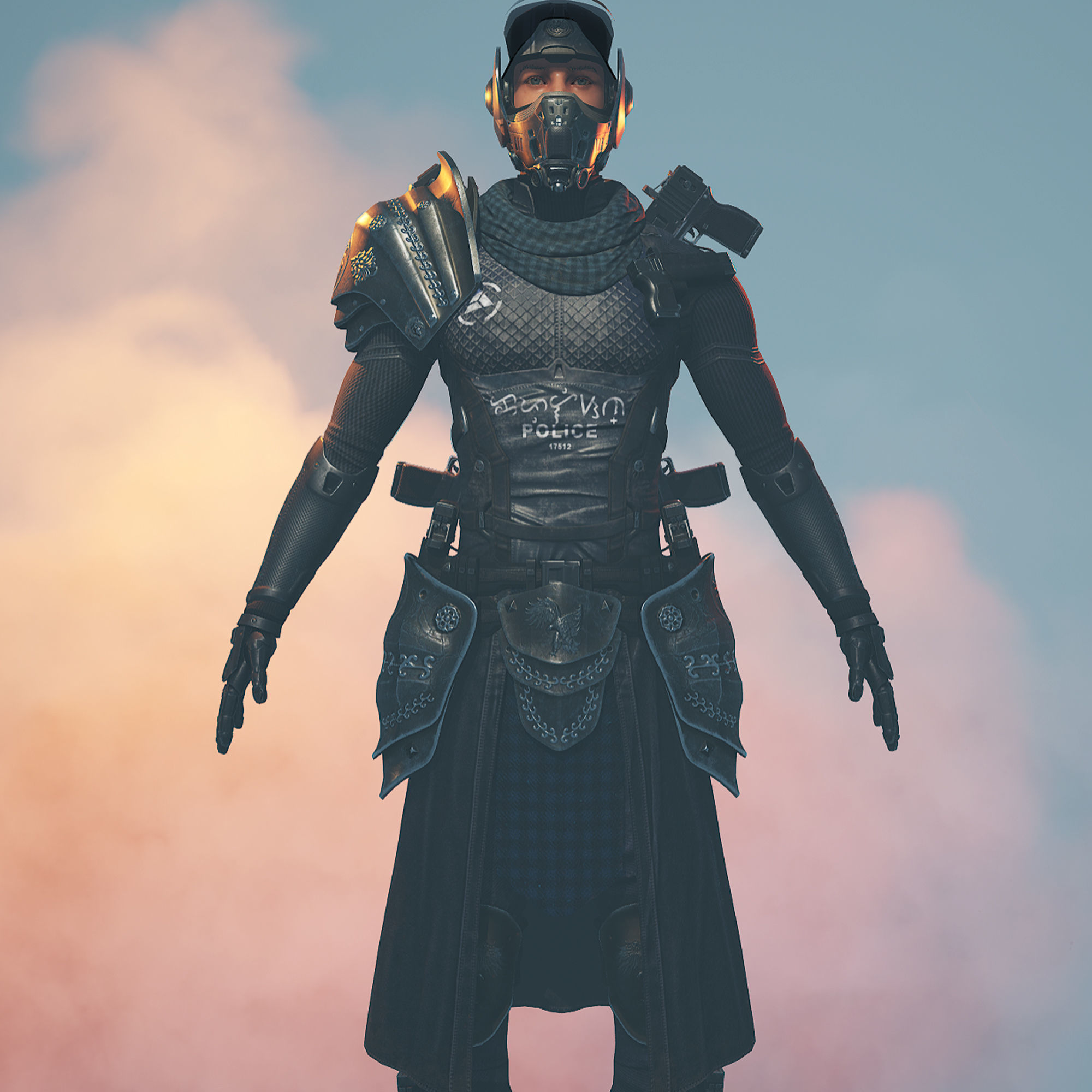 Police Captain sci-fi cyberpunk 3D character model 3D model_11