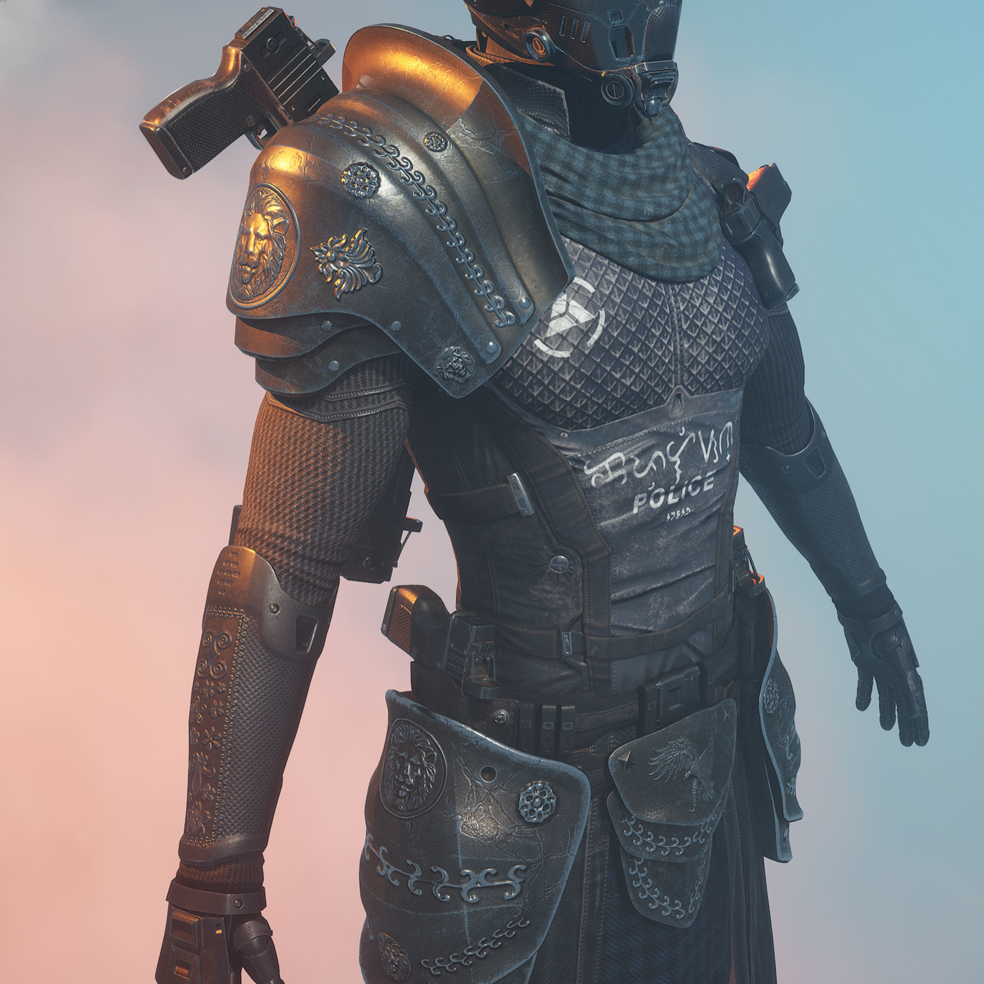 Police Captain sci-fi cyberpunk 3D character model 3D model_17