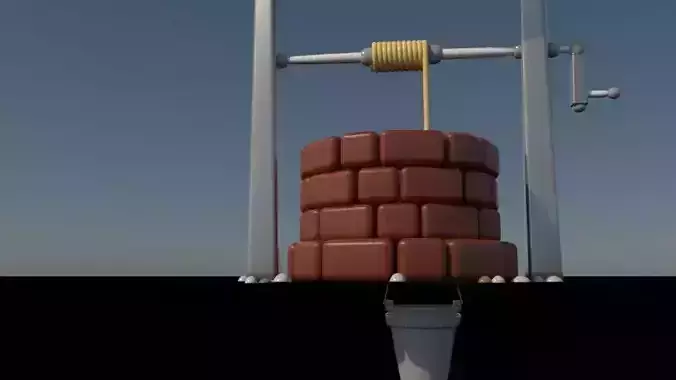 3D well watering can with brick in it