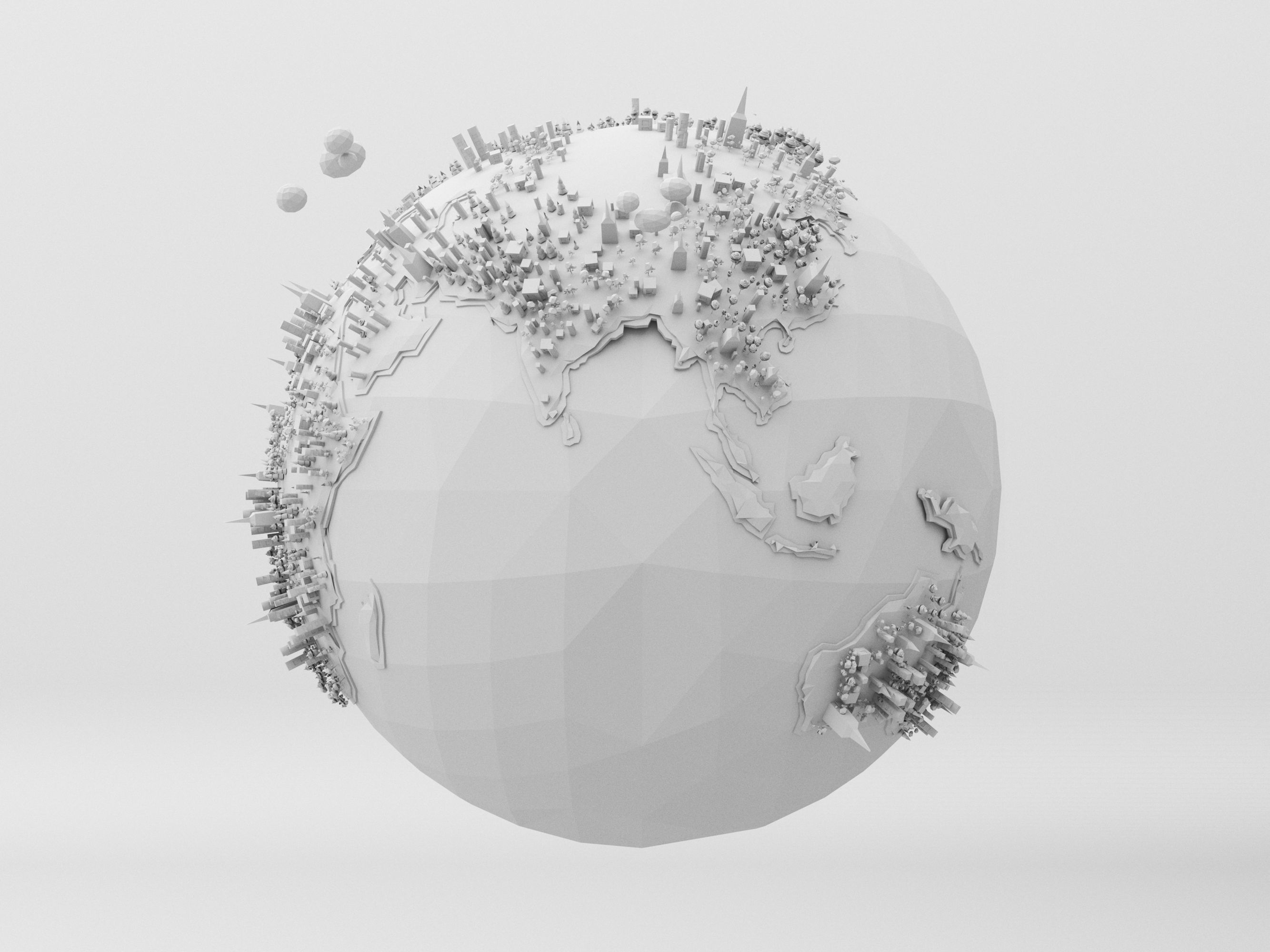 Low Poly Earth Model in polygonal style Low-poly 3D model_2